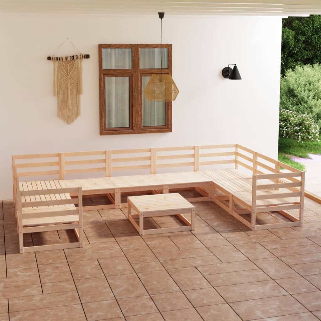 Set Divani da Giardino 10 pz in Legno Massello di Pino cod mxl 37381