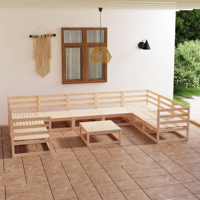 Set Divani da Giardino 10 pz in Legno Massello di Pino cod mxl 37381