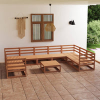 Set Divani da Giardino 10 pz in Legno Massello di Pino cod mxl 37379