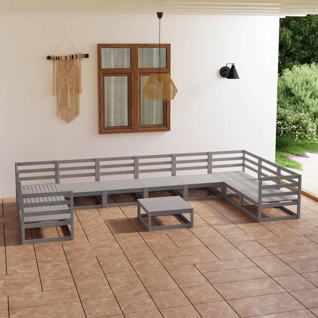 Set Divani da Giardino 11 pz in Legno Massello di Pino cod mxl 37390