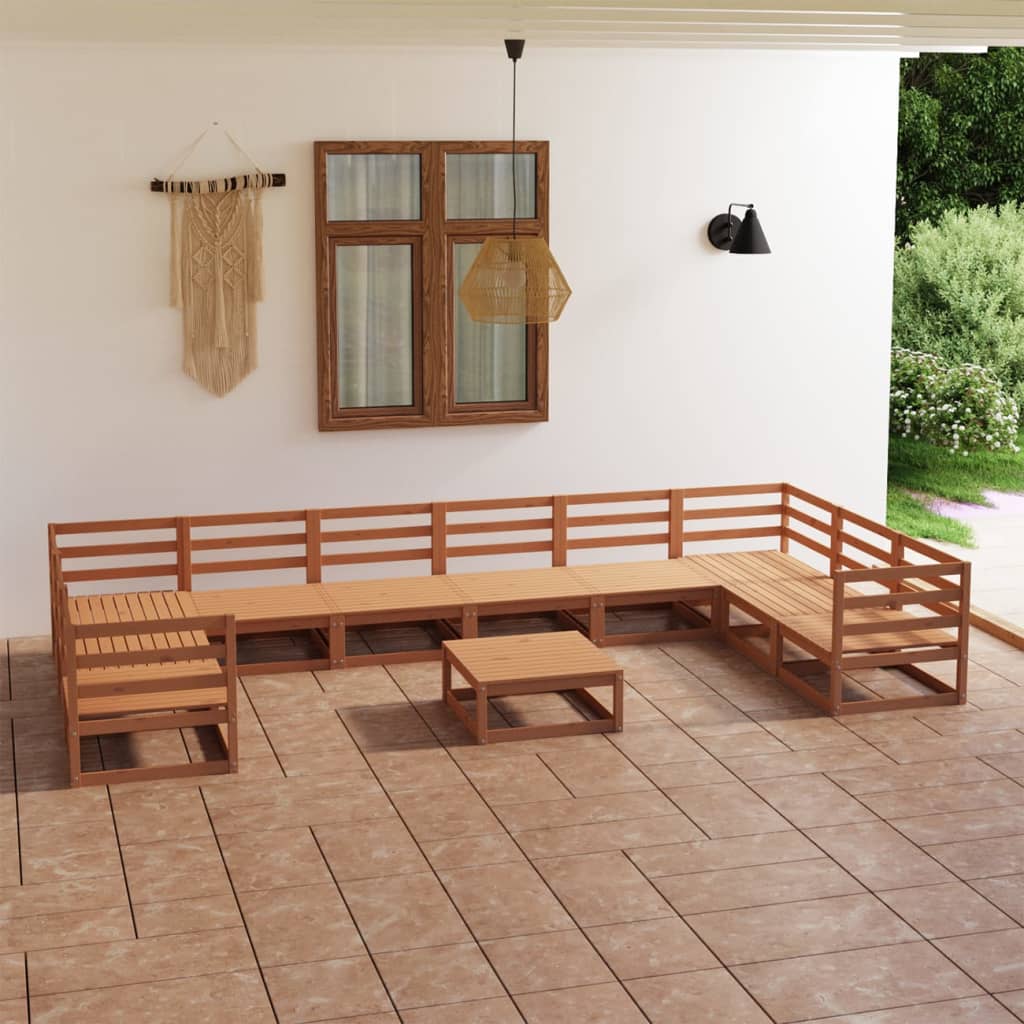 Set Divani da Giardino 11 pz in Legno Massello di Pino cod mxl 37385