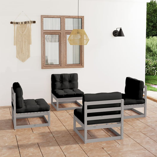 Set Divani da Giardino 4 pz con Cuscini Legno Massello Pino 3076311