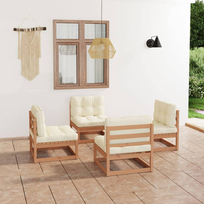 Set Divani da Giardino 4 pz con Cuscini Legno Massello Pino 3076312