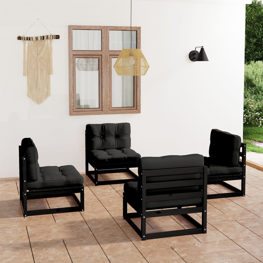 Set Divani da Giardino 4 pz con Cuscini Legno Massello Pino 3076313