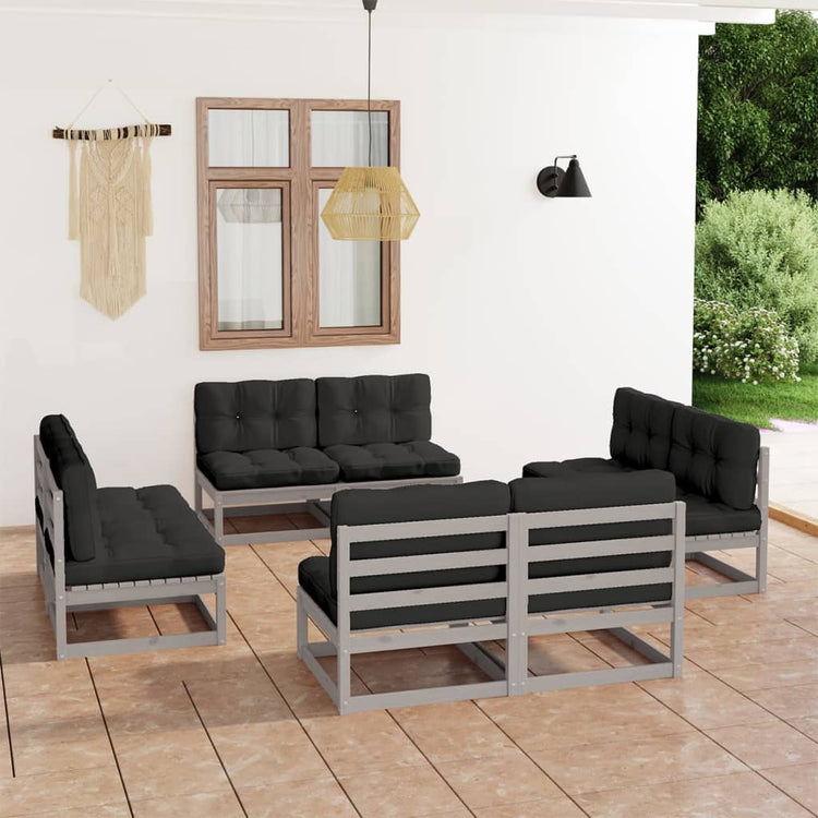 Set Divani da Giardino 8 pz con Cuscini Legno Massello Pino cod mxl 50837