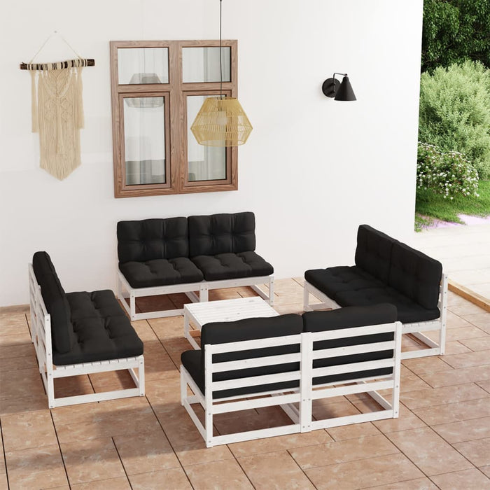 Set Divani da Giardino 9 pz con Cuscini Legno Massello di Pino cod mxl 42689