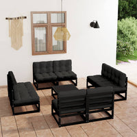 Set Divani da Giardino 9 pz con Cuscini Legno Massello di Pino cod mxl 39647