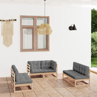 Set Divani da Giardino 6 pz con Cuscini Legno Massello Pino cod mxl 54069