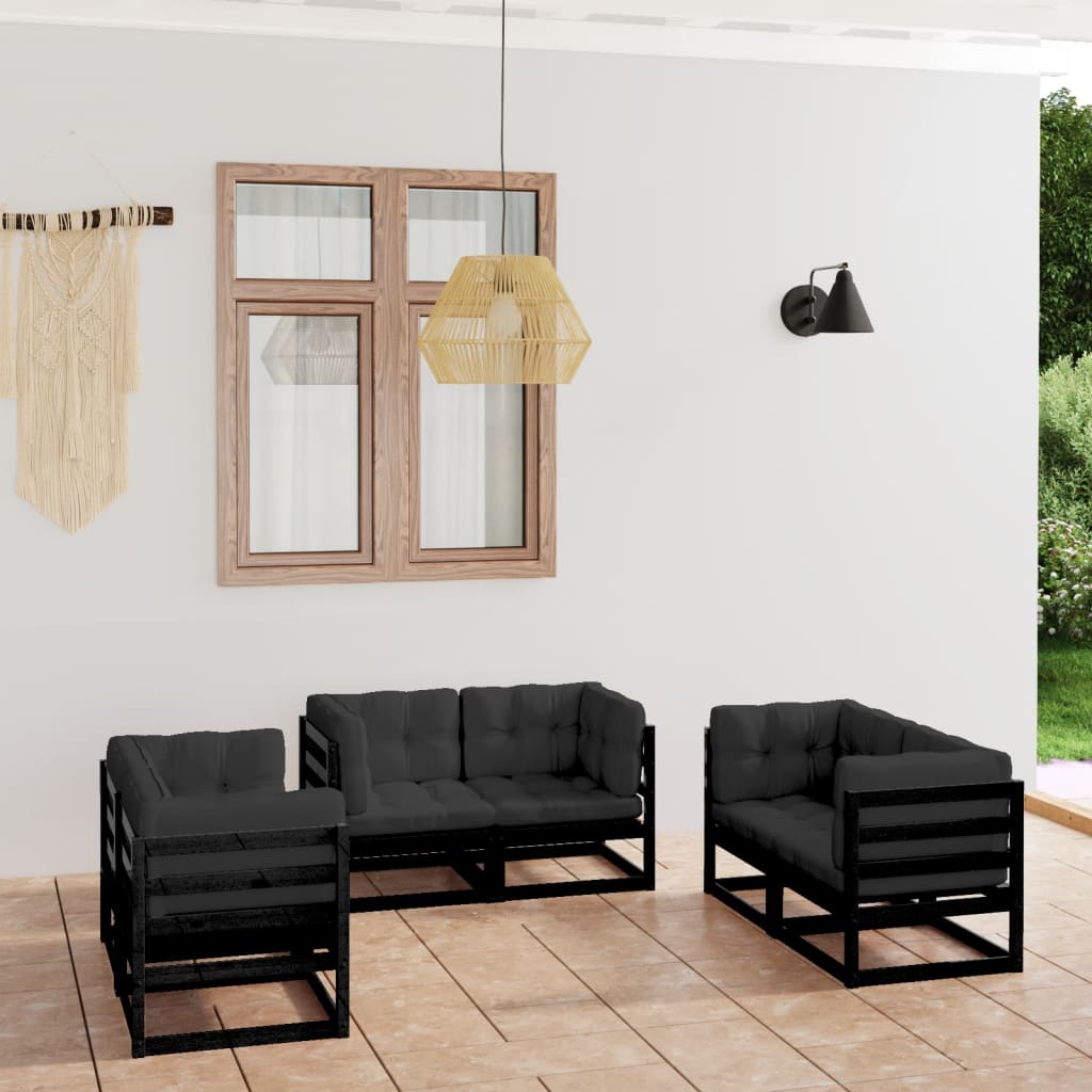 Set Divani da Giardino 6 pz con Cuscini Legno Massello Pino 3076493