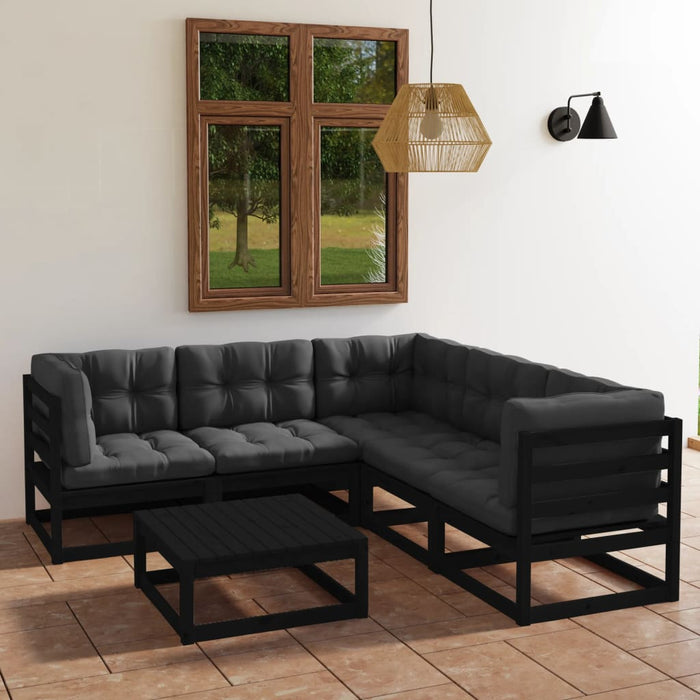 Set Divani da Giardino 6 pz con Cuscini Legno Massello di Pino 3076553