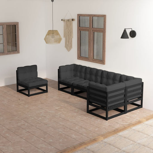 Set Divani da Giardino 6 pz con Cuscini Legno Massello di Pino 3076638