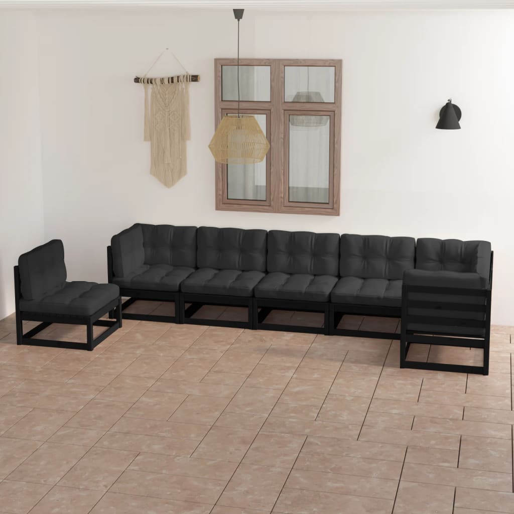 Set Divani da Giardino 7 pz con Cuscini Legno Massello di Pino 3076648