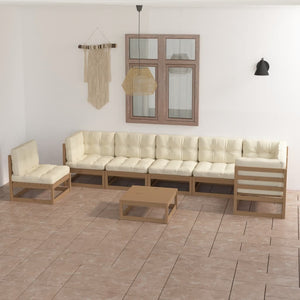 Set Salotto Giardino 8 pz con Cuscini in Legno Massello di Pino 3076652