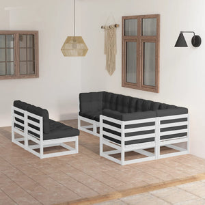 Set Divani da Giardino 7 pz con Cuscini Legno Massello di Pino 3076655