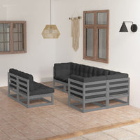 Set Divani da Giardino 7 pz con Cuscini Legno Massello di Pino cod mxl 43059