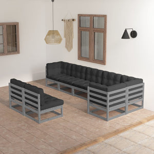 Set Divani da Giardino 8 pz con Cuscini Legno Massello di Pino cod mxl 40144