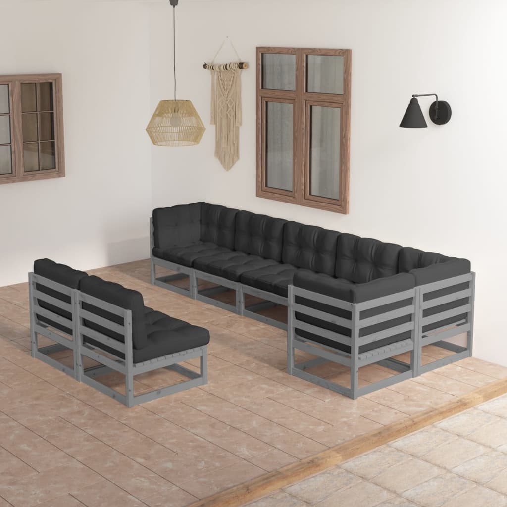 Set Divani da Giardino 8 pz con Cuscini Legno Massello di Pino 3076666