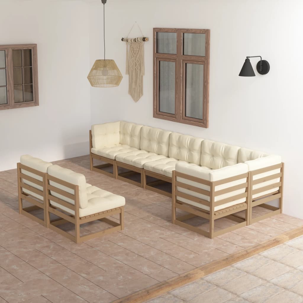 Set Divani da Giardino 8 pz con Cuscini Legno Massello di Pino 3076667