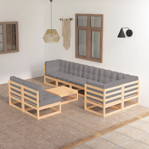 Set Divani da Giardino 9 pz con Cuscini Legno Massello di Pino cod mxl 41793