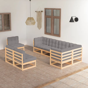 Set Divani da Giardino 8 pz con Cuscini Legno Massello di Pino cod mxl 44200