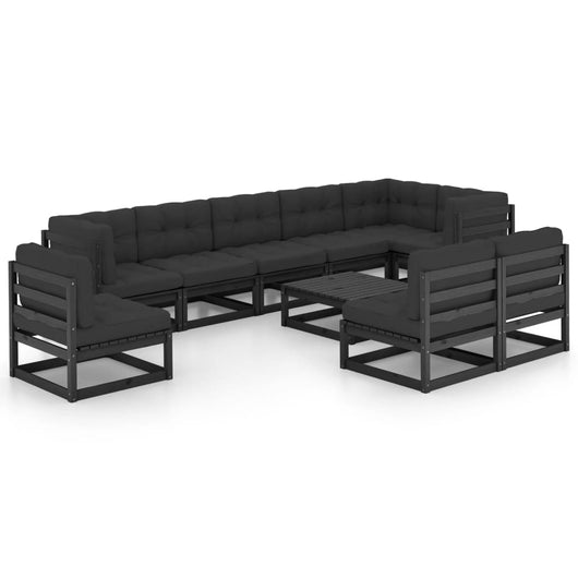 Set Divani da Giardino 10 pz con Cuscini Legno Massello di Pino 3076693