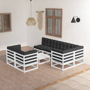 Set Divani da Giardino 8 pz con Cuscini Legno Massello di Pino cod mxl 41640