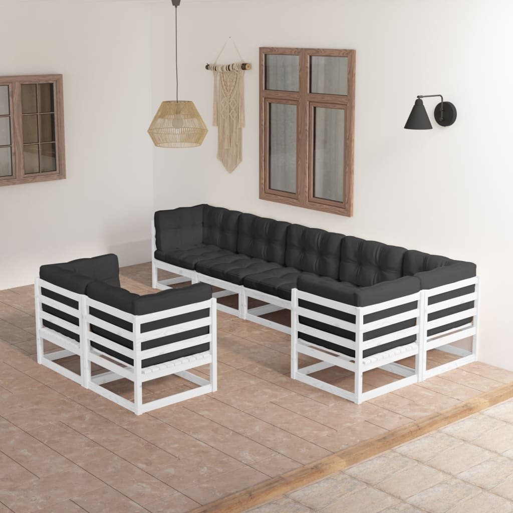 Set Divani da Giardino 8 pz con Cuscini Legno Massello di Pino 3076705