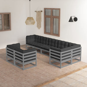 Set Divani da Giardino 8 pz con Cuscini Legno Massello Pino cod mxl 40140