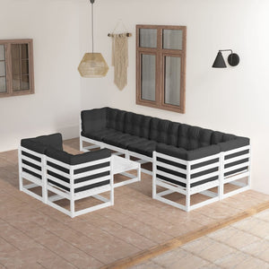 Set Divani da Giardino 9 pz con Cuscini Legno Massello di Pino cod mxl 44783