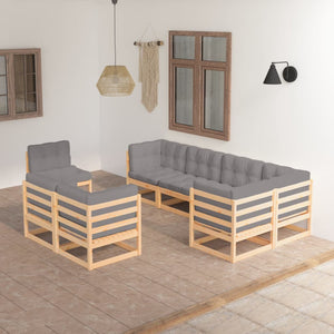 Set Divani da Giardino 8 pz con Cuscini Legno Massello di Pino cod mxl 52452