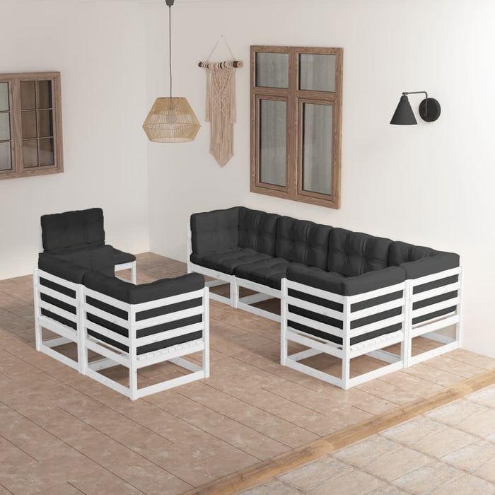 Set Divani da Giardino 8 pz con Cuscini Legno Massello di Pino 3076715