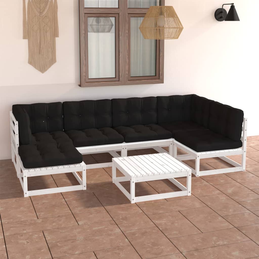 Set Divani da Giardino 7 pz con Cuscini Legno Massello di Pino cod mxl 44914