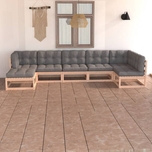 Set Divani da Giardino 7 pz con Cuscini Legno Massello di Pino 3076744