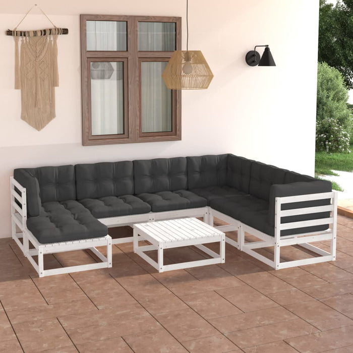 Set Divani da Giardino 8 pz con Cuscini Legno Massello di Pino cod mxl 54132