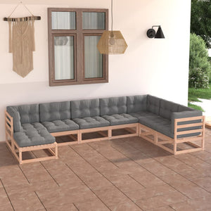 Set Divani da Giardino 8 pz con Cuscini Legno Massello di Pino 3076764