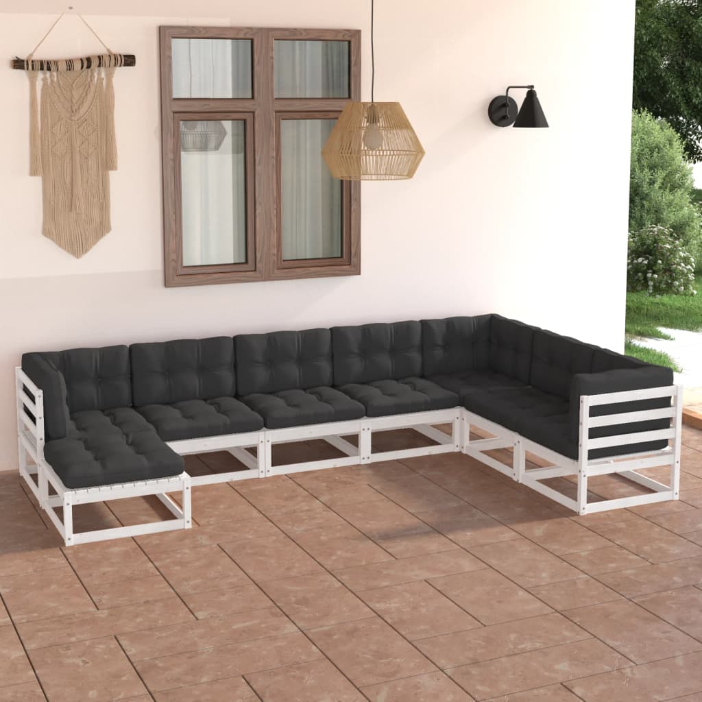 Set Divani da Giardino 6 pz con Cuscini Legno Massello di Pino 3076765