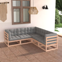 Set Divani Giardino 6 pz con Cuscini in Legno Massello di Pino 3076774