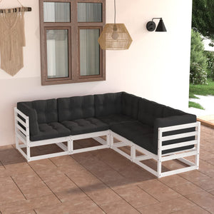 Set Divani da Giardino 5 pz con Cuscini Legno Massello di Pino 3076775