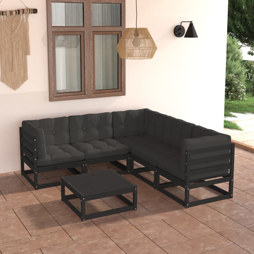 Set Divani da Giardino 6 pz con Cuscini Legno Massello di Pino cod mxl 39634