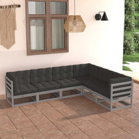 Set Divani da Giardino 6 pz con Cuscini Legno Massello Pino 3076786