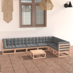 Set Divani da Giardino 8 pz con Cuscini Legno Massello di Pino cod mxl 39142