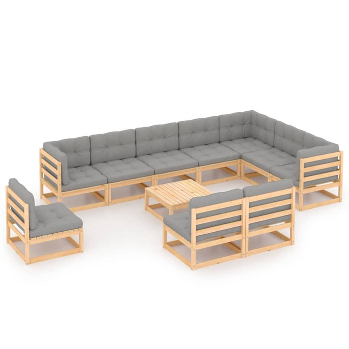 Set Divani da Giardino 11 pz con Cuscini Legno Massello di Pino cod mxl 54082