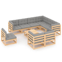 Set Divani da Giardino 10 pz con Cuscini Legno Massello di Pino cod mxl 38030