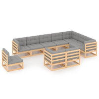 Set Divani da Giardino 10 pz con Cuscini Legno Massello di Pino cod mxl 44138