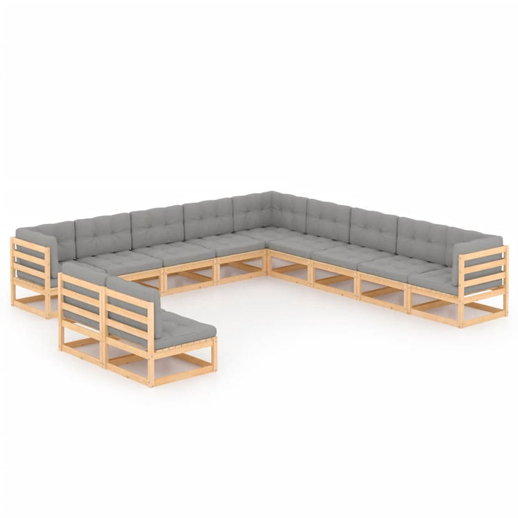 Set Divani da Giardino 11 pz con Cuscini Legno Massello di Pino cod mxl 38270