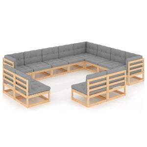 Set Divani da Giardino 12 pz con Cuscini Legno Massello di Pino cod mxl 44187