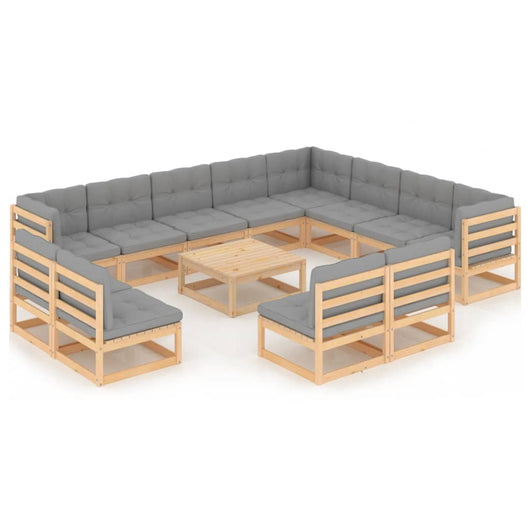 Set Divani da Giardino 13 pz con Cuscini Legno Massello di Pino cod mxl 44190