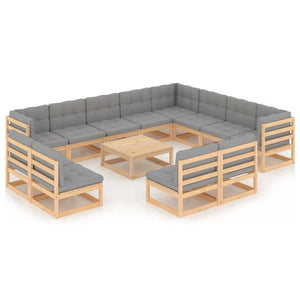 Set Divani da Giardino 13 pz con Cuscini Legno Massello di Pino 3076949