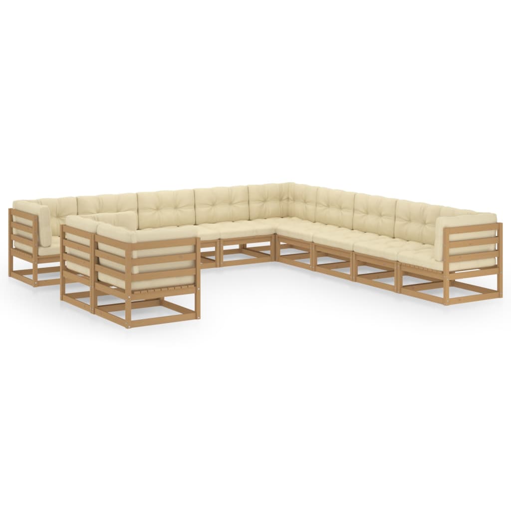 Set Salotto Giardino e Cuscini 11 pz Legno Massello Pino Ambra 3076987