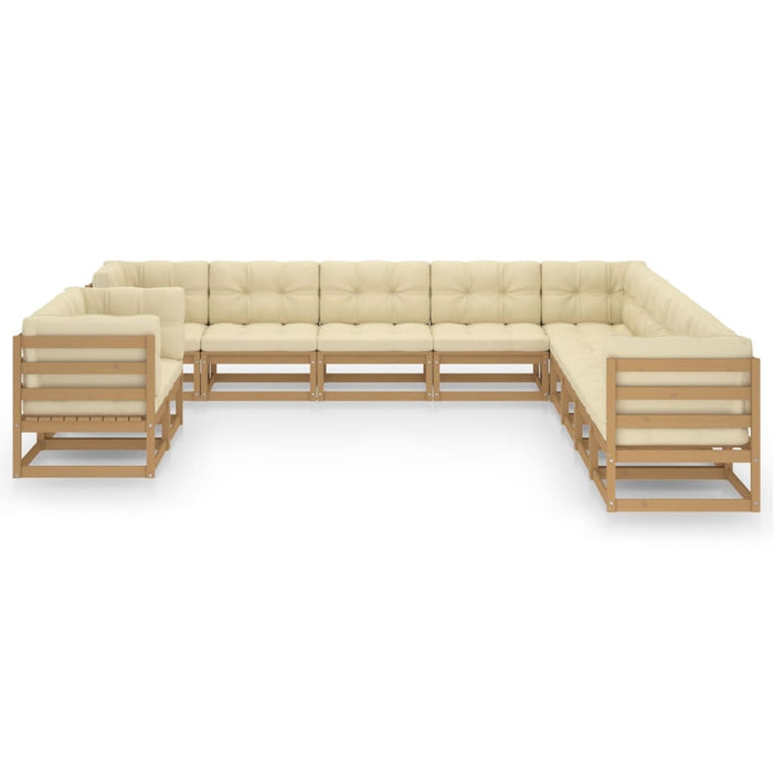 Set Salotto Giardino e Cuscini 11 pz Legno Massello Pino Ambra 3076987